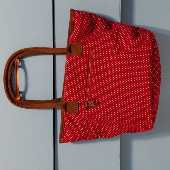 American Eagle Outfitters pink and white polka-dot, brown  tote bag - Picture 2 of 7